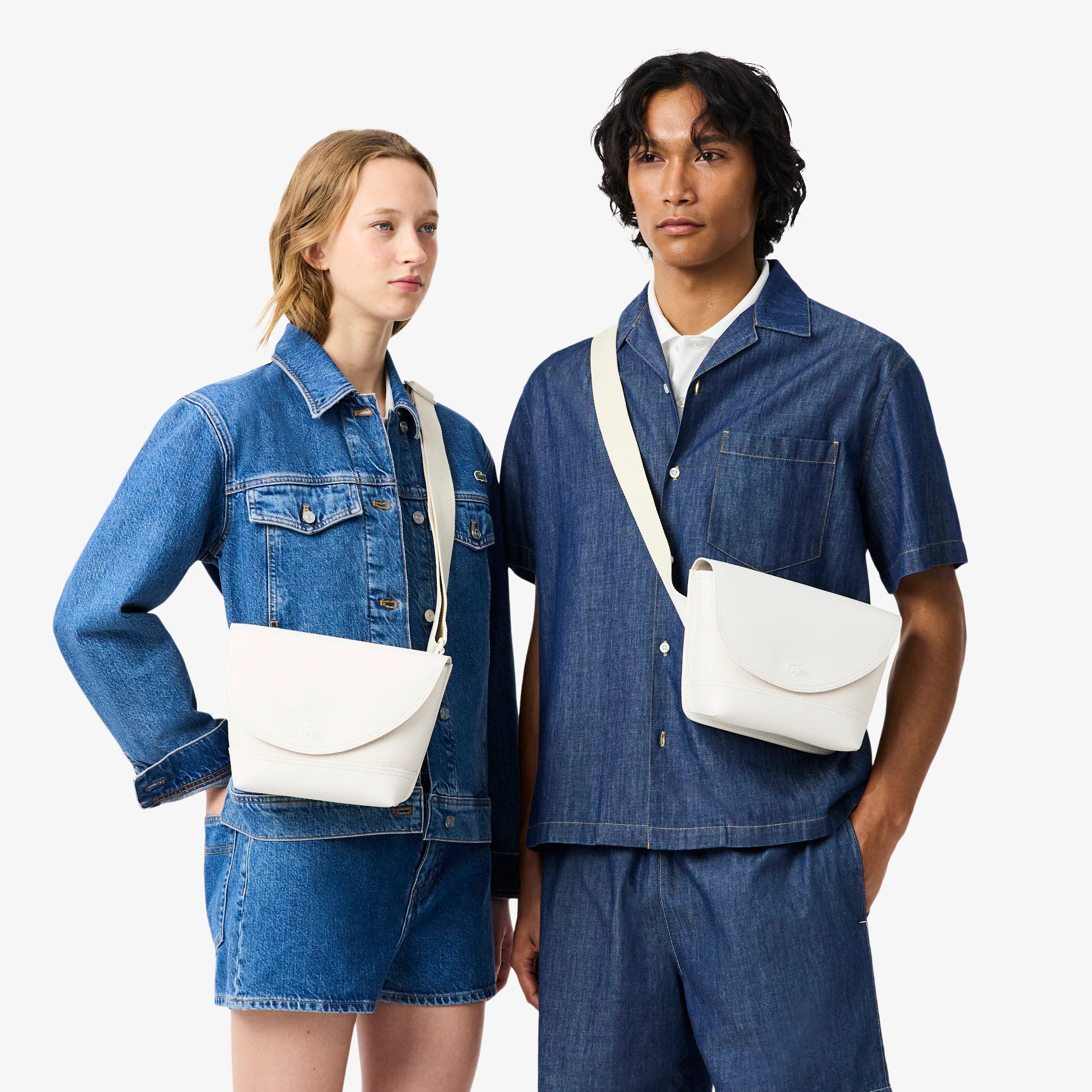 Petit sac messenger Club Lacoste en cuir