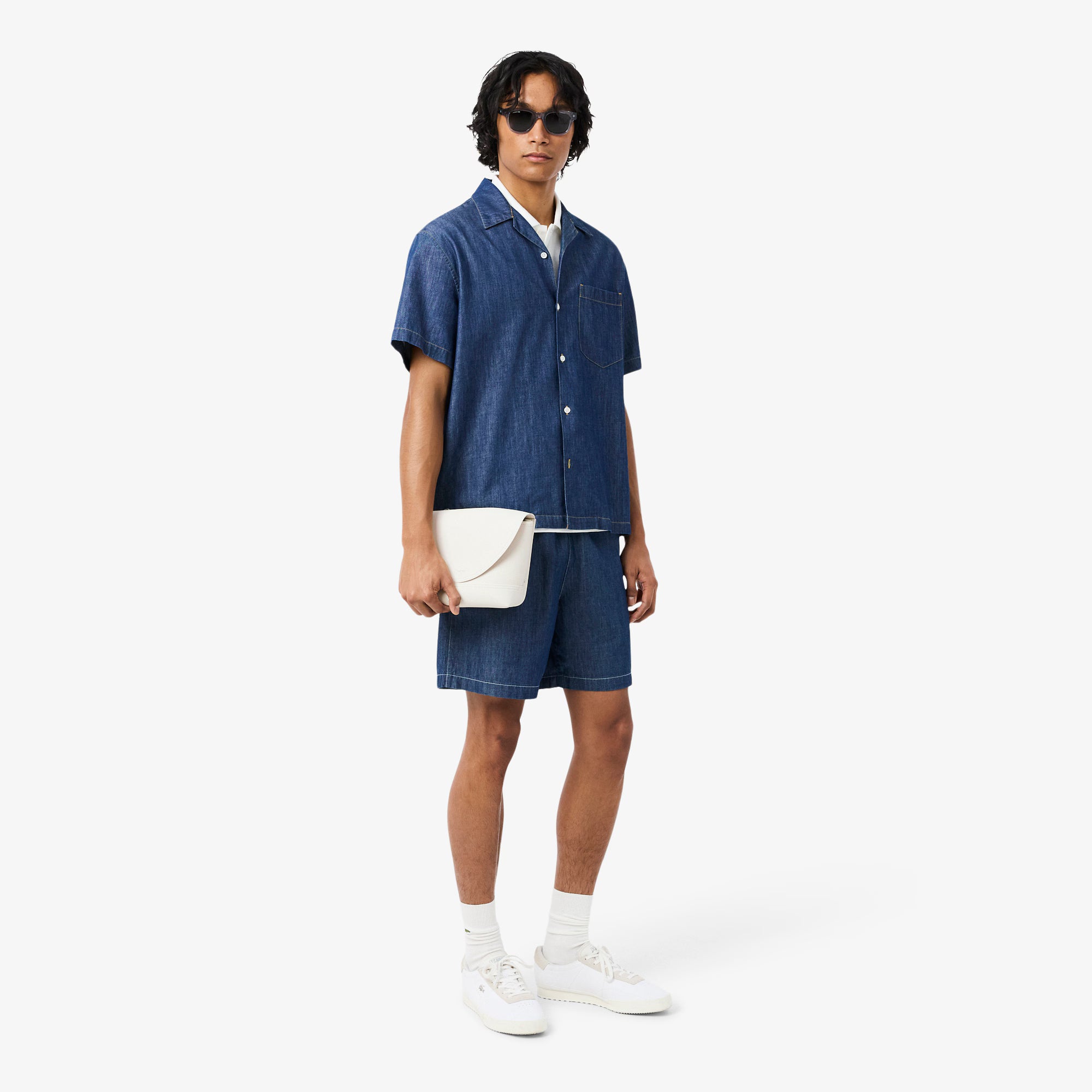 Petit sac messenger Club Lacoste en cuir