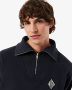 Sweatshirt loose fit col zippé en Piqué