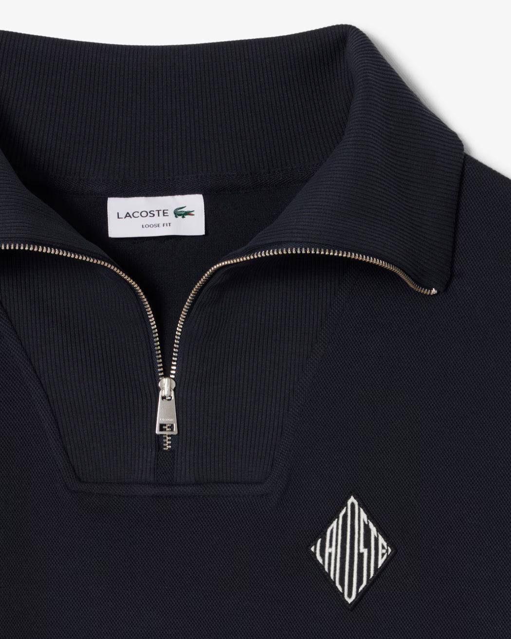 Sweatshirt loose fit col zippé en Piqué