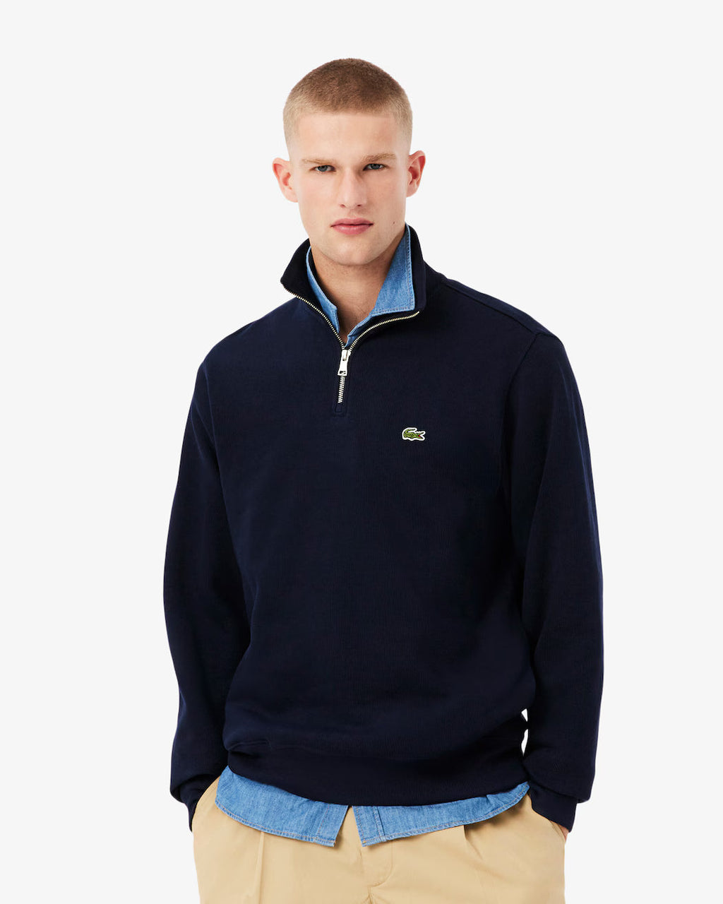 Sweatshirt zippé interlock col montant