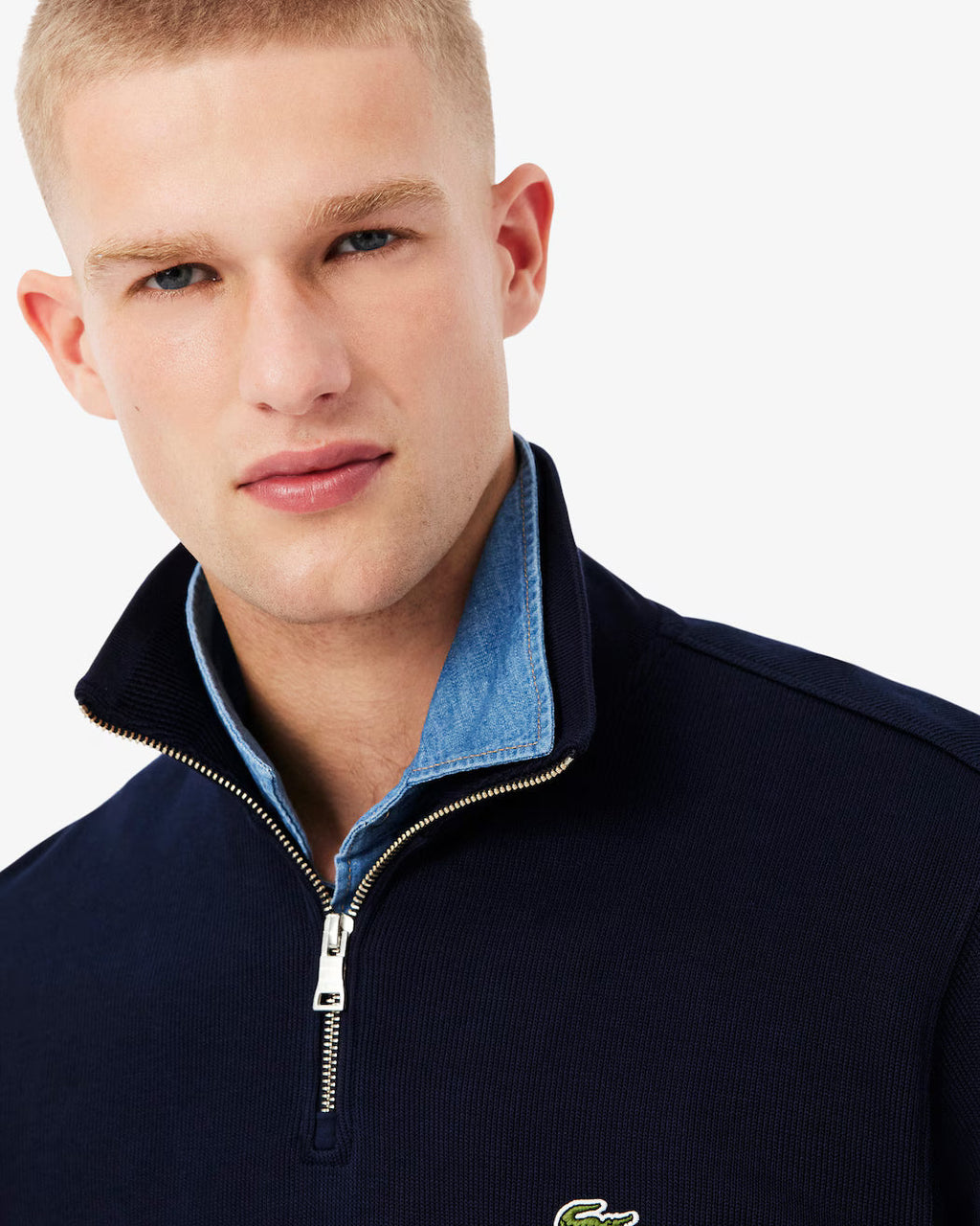 Sweatshirt zippé interlock col montant