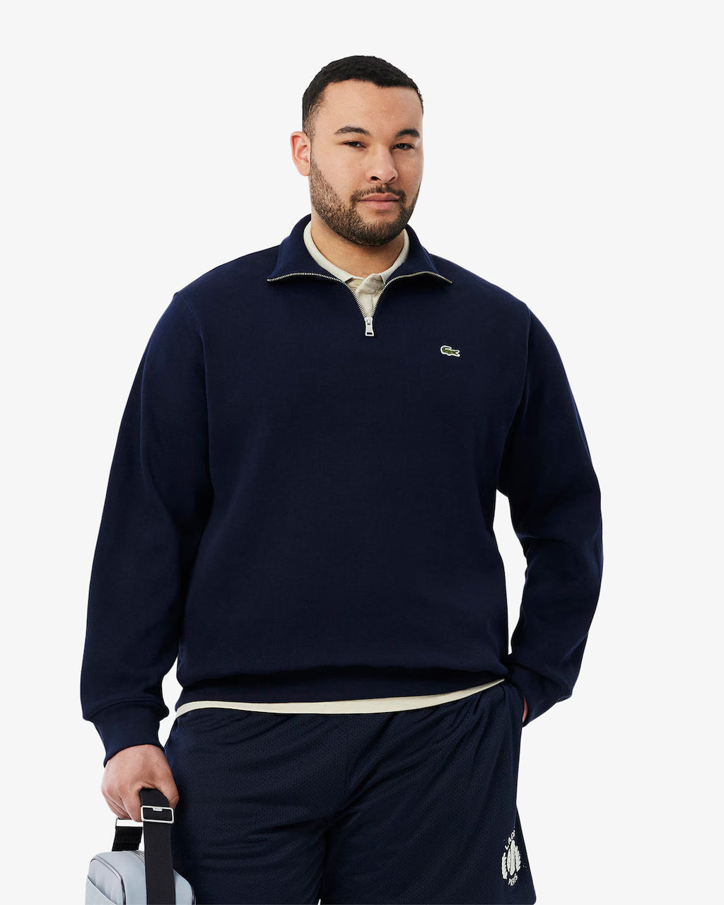 Sweatshirt zippé interlock col montant